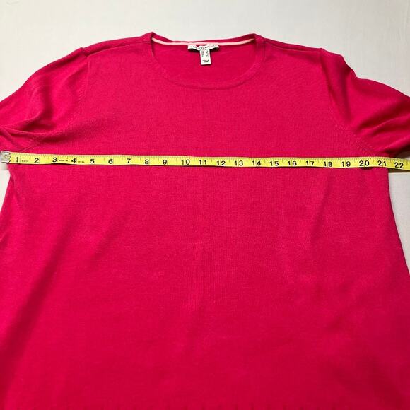 Isaac Mizrahi Live Textured Fuchsia Pink Scoopneck Cotton Viscose Sweater Size L - Picture 4 of 8
